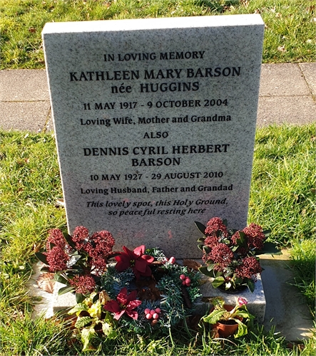 Photo of the grave of KATHLEEN MARY BARSON (née HUGGINS)