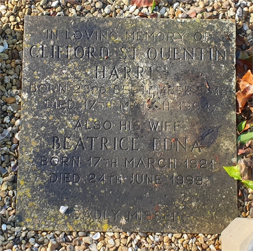 Photo of the grave of BEATRICE EDNA HARRIS (née TURVEY)